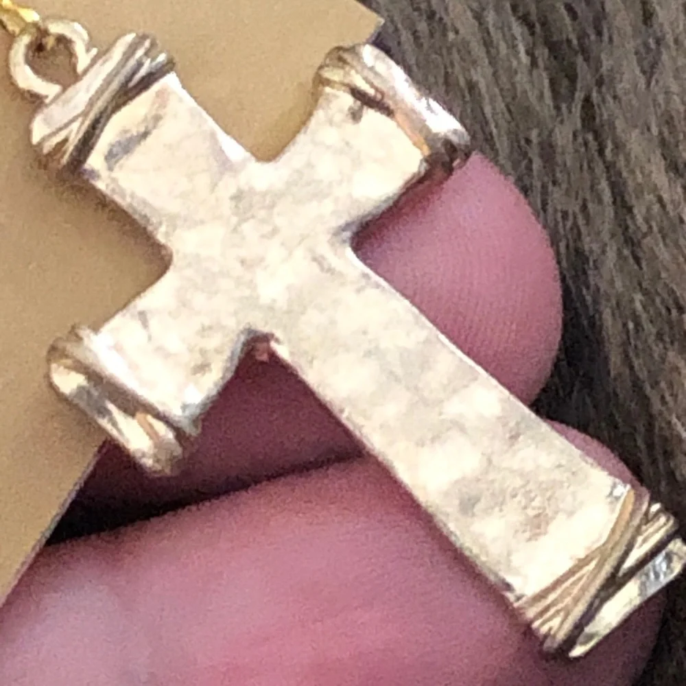 Vintage repurpose gold tone cross earrings